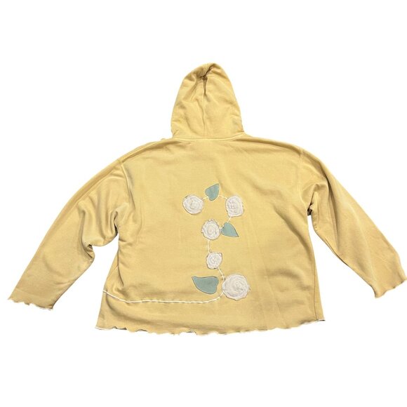 Kunky's Floral Appliqué Hoodie, NWT, Yellow, L - Picture 9 of 10